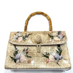 Vintage Purse 1950s Woven Seashell Handbag. Bamboo Beaded …